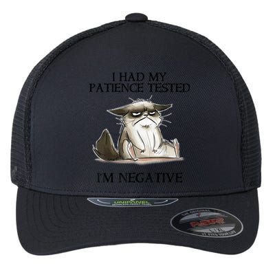 I Had My Patience Tested I'm Negative Cat Funny Flexfit Unipanel Trucker Cap