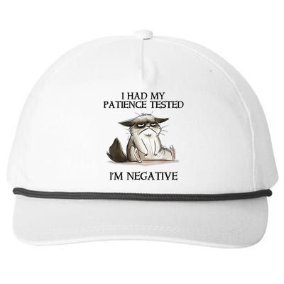 I Had My Patience Tested I'm Negative Cat Funny Snapback Five-Panel Rope Hat