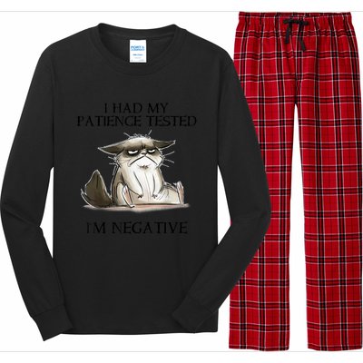 I Had My Patience Tested I'm Negative Cat Funny Long Sleeve Pajama Set