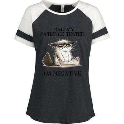 I Had My Patience Tested I'm Negative Cat Funny Enza Ladies Jersey Colorblock Tee