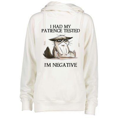 I Had My Patience Tested I'm Negative Cat Funny Womens Funnel Neck Pullover Hood