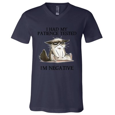 I Had My Patience Tested I'm Negative Cat Funny V-Neck T-Shirt