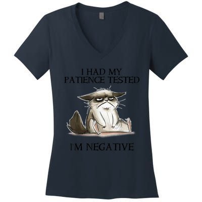 I Had My Patience Tested I'm Negative Cat Funny Women's V-Neck T-Shirt