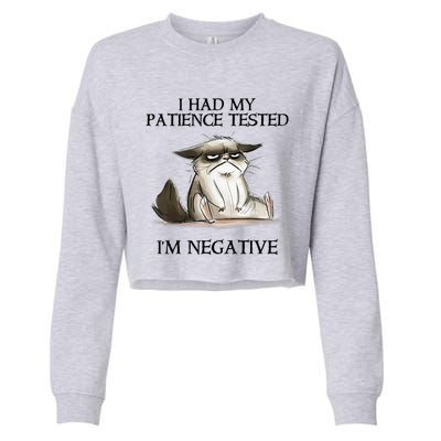 I Had My Patience Tested I'm Negative Cat Funny Cropped Pullover Crew