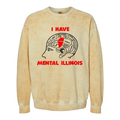 I Have Mental Illinois Funny Pun, Illinoisan Humor Colorblast Crewneck Sweatshirt