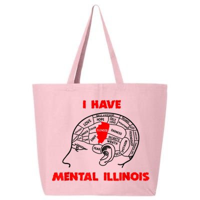 I Have Mental Illinois Funny Pun, Illinoisan Humor 25L Jumbo Tote