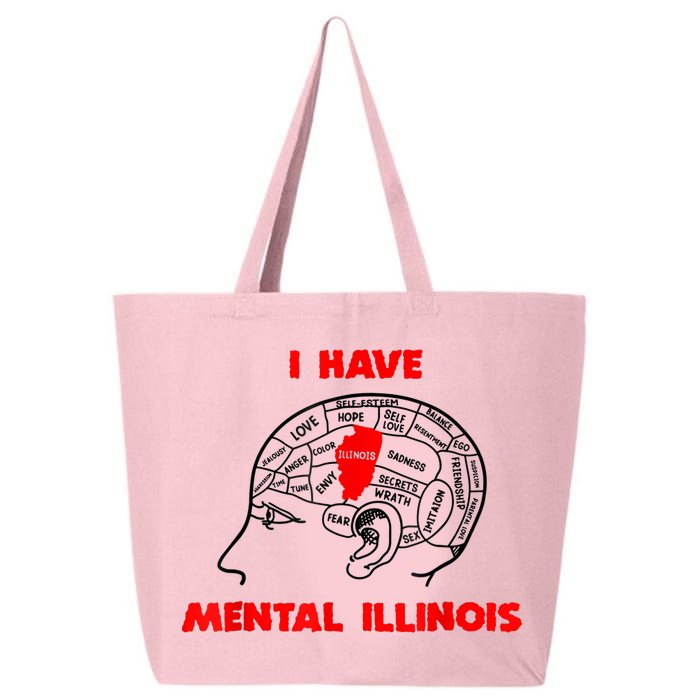 I Have Mental Illinois Funny Pun, Illinoisan Humor 25L Jumbo Tote