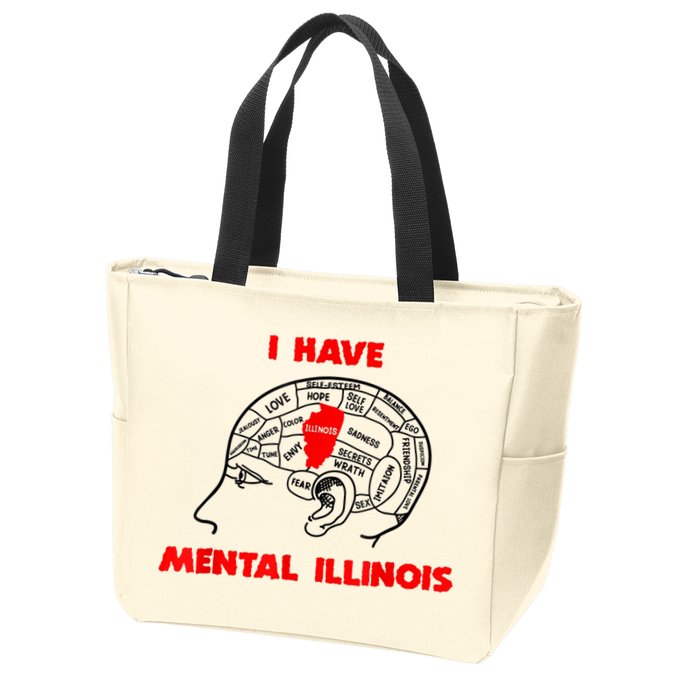 I Have Mental Illinois Funny Pun, Illinoisan Humor Zip Tote Bag