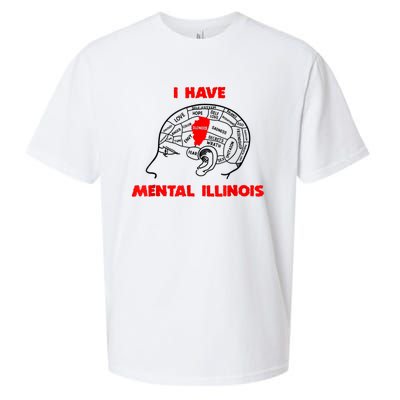 I Have Mental Illinois Funny Pun, Illinoisan Humor Sueded Cloud Jersey T-Shirt