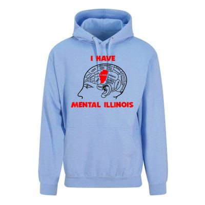 I Have Mental Illinois Funny Pun, Illinoisan Humor Unisex Surf Hoodie