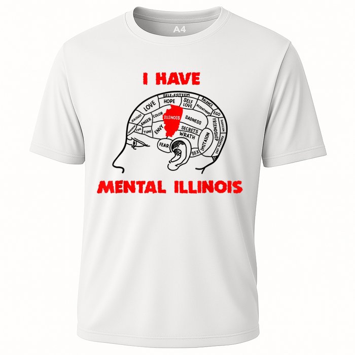 I Have Mental Illinois Funny Pun, Illinoisan Humor Cooling Performance Crew T-Shirt