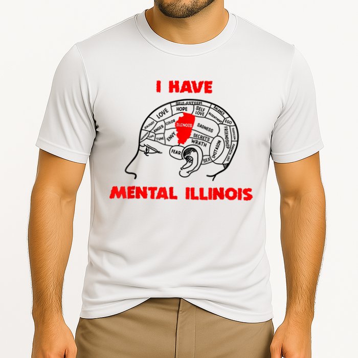 I Have Mental Illinois Funny Pun, Illinoisan Humor Cooling Performance Crew T-Shirt