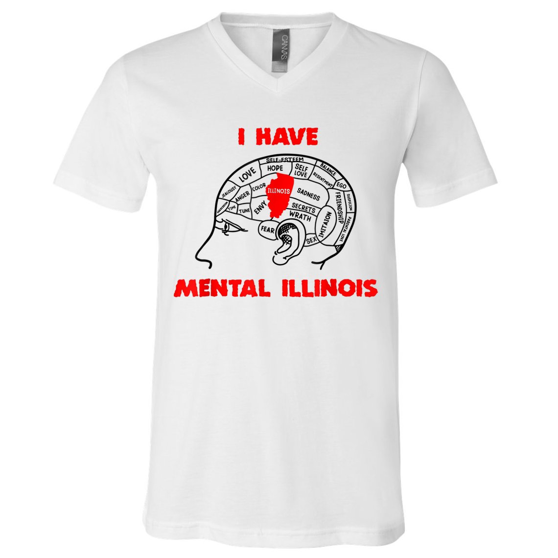 I Have Mental Illinois Funny Pun, Illinoisan Humor V-Neck T-Shirt