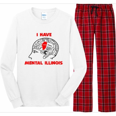 I Have Mental Illinois Funny Pun, Illinoisan Humor Long Sleeve Pajama Set