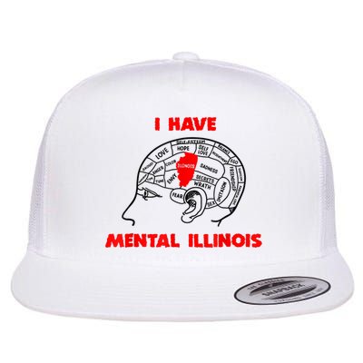I Have Mental Illinois Funny Pun, Illinoisan Humor Flat Bill Trucker Hat