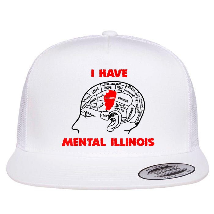I Have Mental Illinois Funny Pun, Illinoisan Humor Flat Bill Trucker Hat