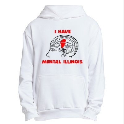 I Have Mental Illinois Funny Pun, Illinoisan Humor Urban Pullover Hoodie