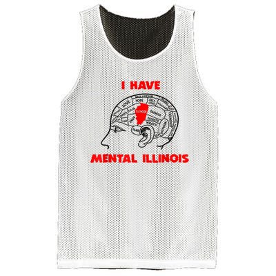 I Have Mental Illinois Funny Pun, Illinoisan Humor Mesh Reversible Basketball Jersey Tank