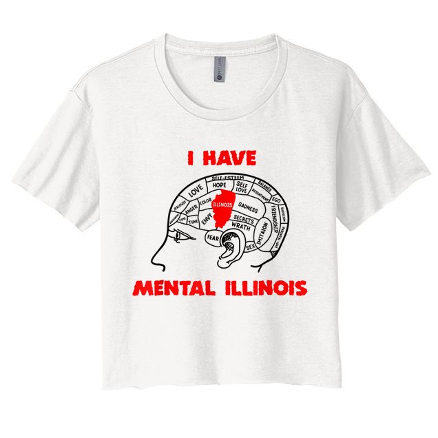 I Have Mental Illinois Funny Pun, Illinoisan Humor Women's Crop Top Tee