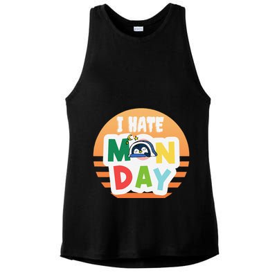 I Hate Monday Little Penguin Sleeping Working Day Design Ladies PosiCharge Tri-Blend Wicking Tank
