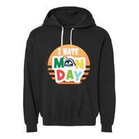 I Hate Monday Little Penguin Sleeping Working Day Design Garment-Dyed Fleece Hoodie
