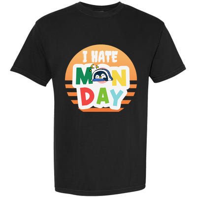 I Hate Monday Little Penguin Sleeping Working Day Design Garment-Dyed Heavyweight T-Shirt