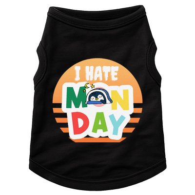 I Hate Monday Little Penguin Sleeping Working Day Design Doggie Tank