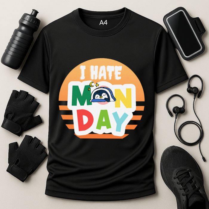 I Hate Monday Little Penguin Sleeping Working Day Design Performance Shirt