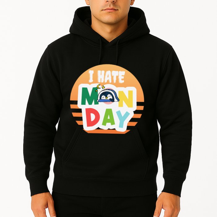 I Hate Monday Little Penguin Sleeping Working Day Design Hoodie