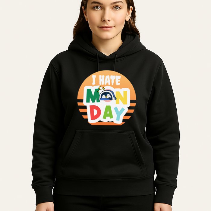 I Hate Monday Little Penguin Sleeping Working Day Design Hoodie