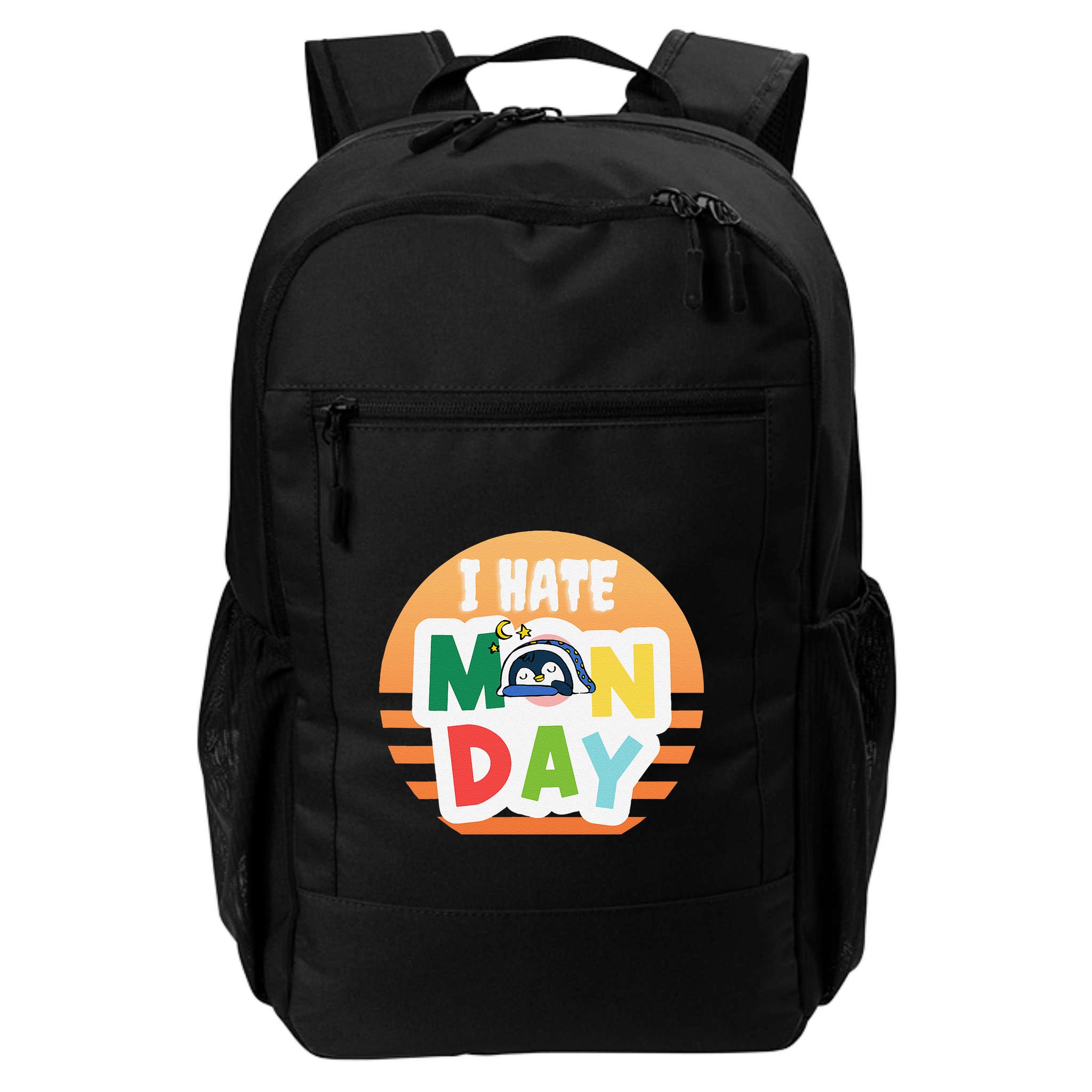 I Hate Monday Little Penguin Sleeping Working Day Design Backpack