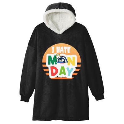 I Hate Monday Little Penguin Sleeping Working Day Design Hooded Wearable Blanket