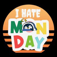 I Hate Monday Little Penguin Sleeping Working Day Design Button