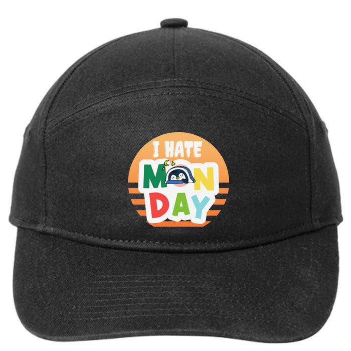 I Hate Monday Little Penguin Sleeping Working Day Design 7-Panel Snapback Hat