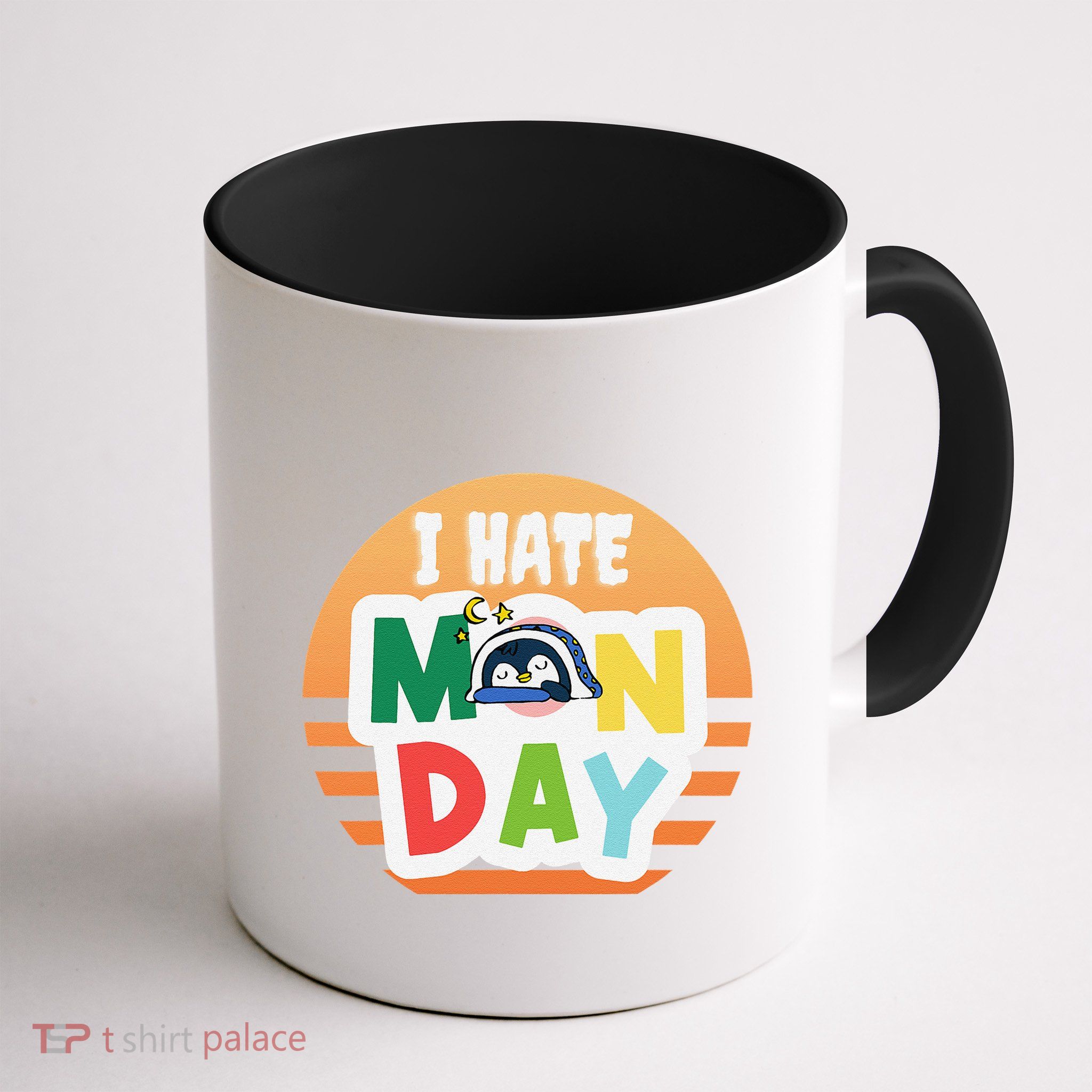 I Hate Monday Little Penguin Sleeping Working Day Design Mug