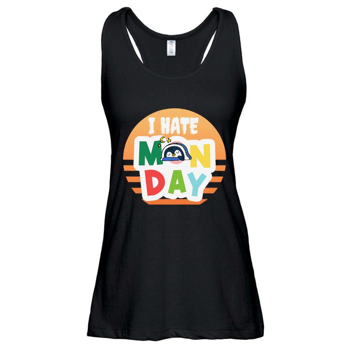 I Hate Monday Little Penguin Sleeping Working Day Design Ladies Essential Flowy Tank