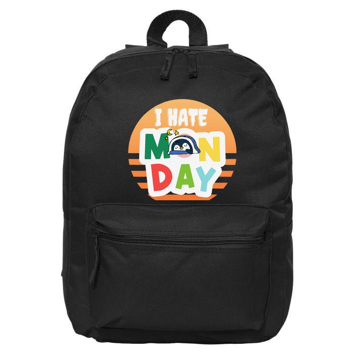 I Hate Monday Little Penguin Sleeping Working Day Design 16 in Basic Backpack