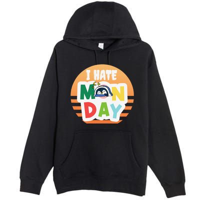 I Hate Monday Little Penguin Sleeping Working Day Design Premium Pullover Hoodie