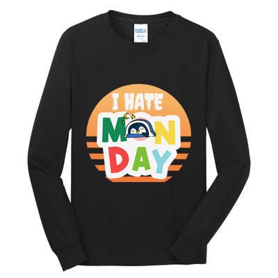 I Hate Monday Little Penguin Sleeping Working Day Design Tall Long Sleeve T-Shirt
