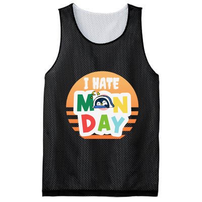 I Hate Monday Little Penguin Sleeping Working Day Design Mesh Reversible Basketball Jersey Tank