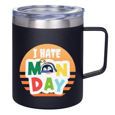 I Hate Monday Little Penguin Sleeping Working Day Design 12oz Stainless Steel Coffee Mug