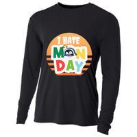 I Hate Monday Little Penguin Sleeping Working Day Design Cooling Performance Long Sleeve Crew