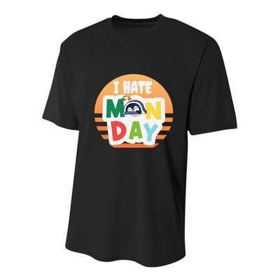 I Hate Monday Little Penguin Sleeping Working Day Design Youth Performance Sprint T-Shirt