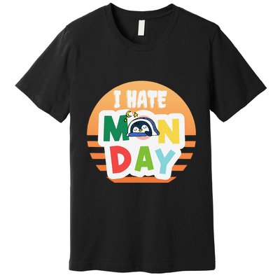 I Hate Monday Little Penguin Sleeping Working Day Design Premium T-Shirt