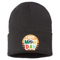 I Hate Monday Little Penguin Sleeping Working Day Design Sustainable Knit Beanie