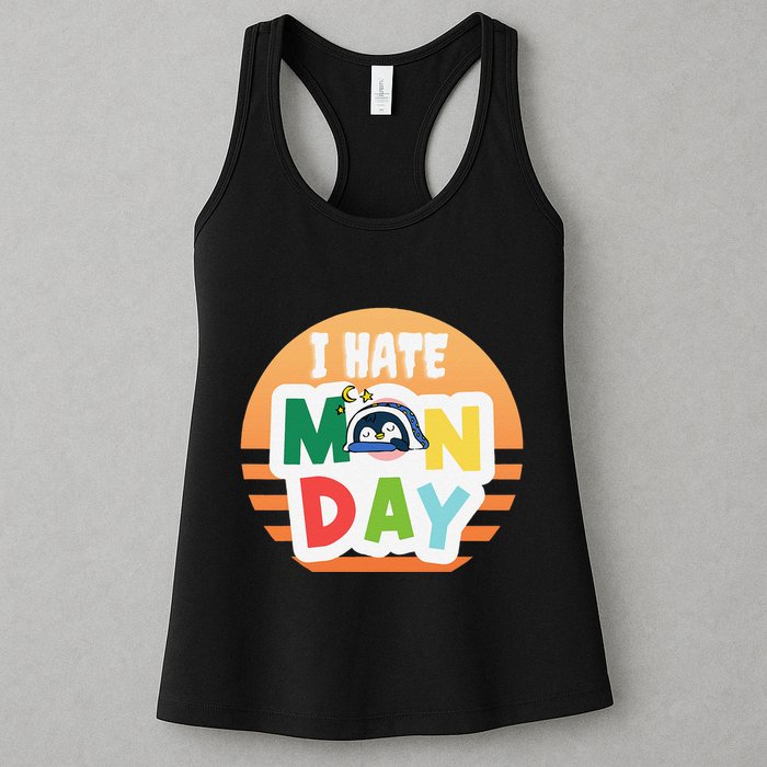 I Hate Monday Little Penguin Sleeping Working Day Design Womens Tank Top