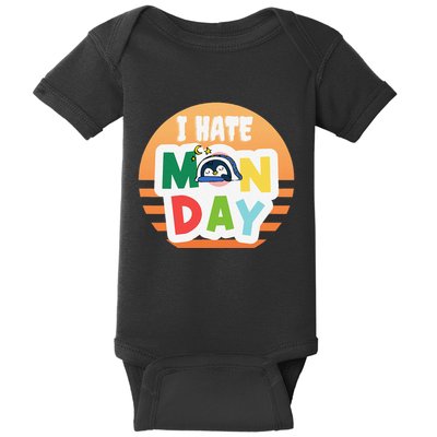 I Hate Monday Little Penguin Sleeping Working Day Design Baby Bodysuit