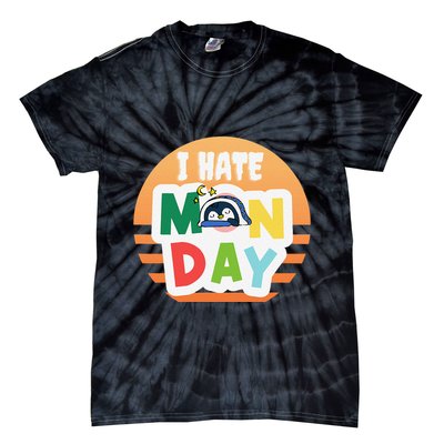 I Hate Monday Little Penguin Sleeping Working Day Design Tie-Dye T-Shirt