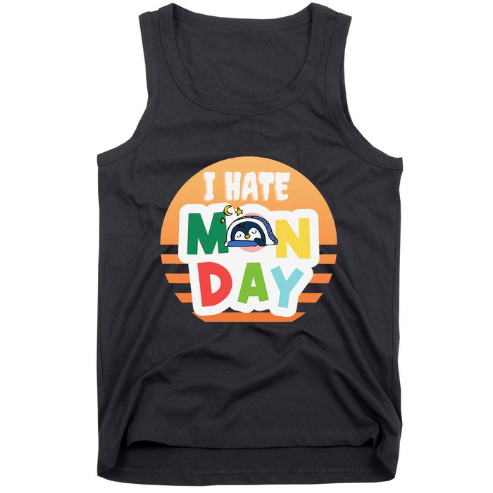 I Hate Monday Little Penguin Sleeping Working Day Design Tank Top