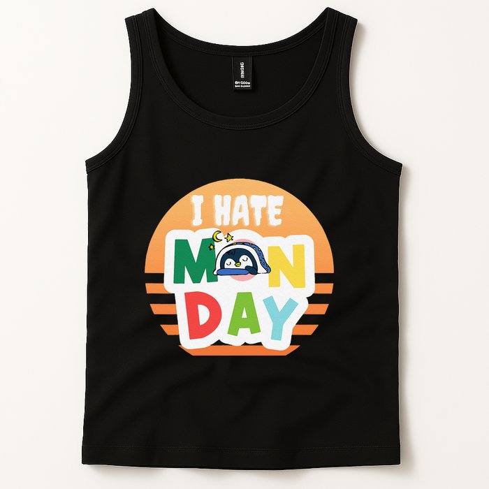 I Hate Monday Little Penguin Sleeping Working Day Design Tank Top